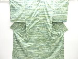 大特価品　未使用品　よろけ横段織り出し手織り紬着物